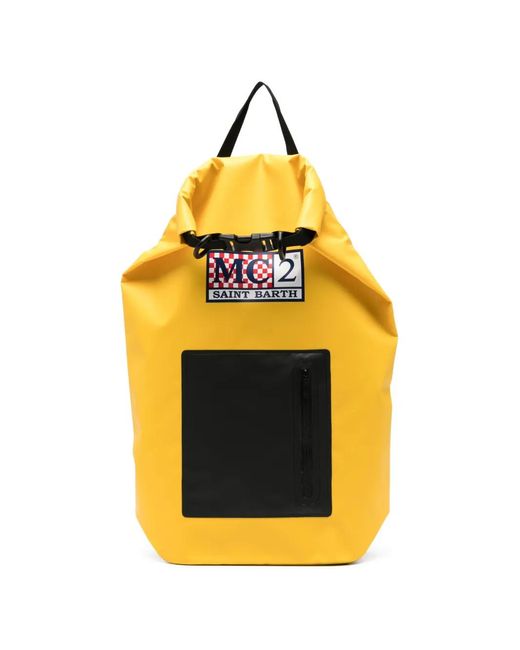 Mc2 Saint Barth Yellow Logo-Patch Buckle-Fastening Backpack