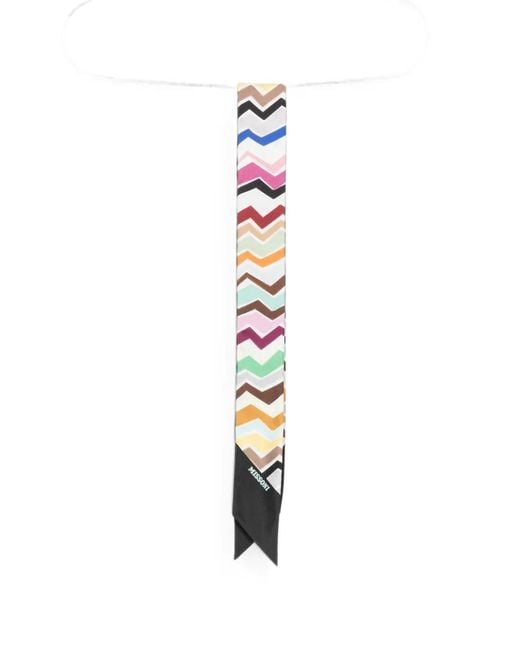 Missoni White Zig-Zag Pattern Scarf