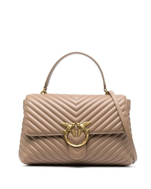 Pinko Natural Large Handbag Lady Love Bag Puff Chevron