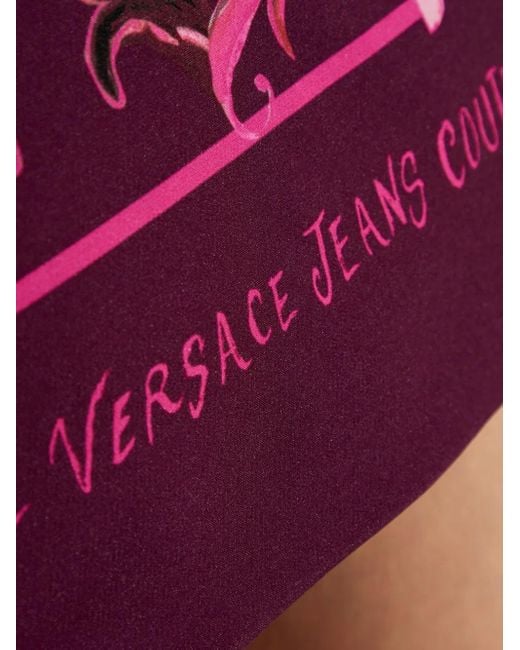 Versace Jeans Couture Red Printed Long-Sleeve Mini Dress