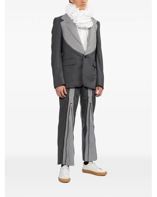 Comme des Garçons Gray Patchwork Zip Details Trousers for men