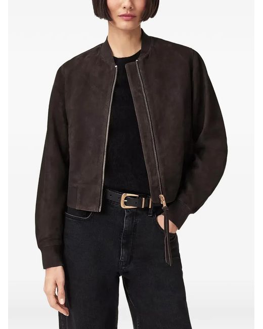 AllSaints Black Orten Suede Bomber Jacket