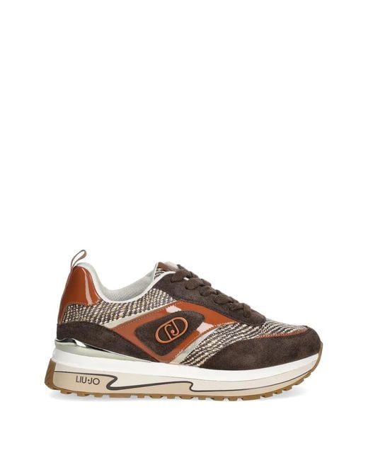 Liu Jo Brown Logo-Detail Sneakers