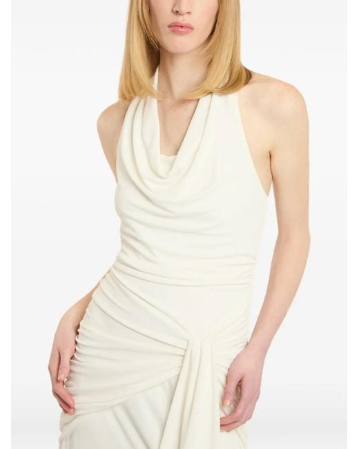 Cinq À Sept White Kaia Ruched Draped Dress