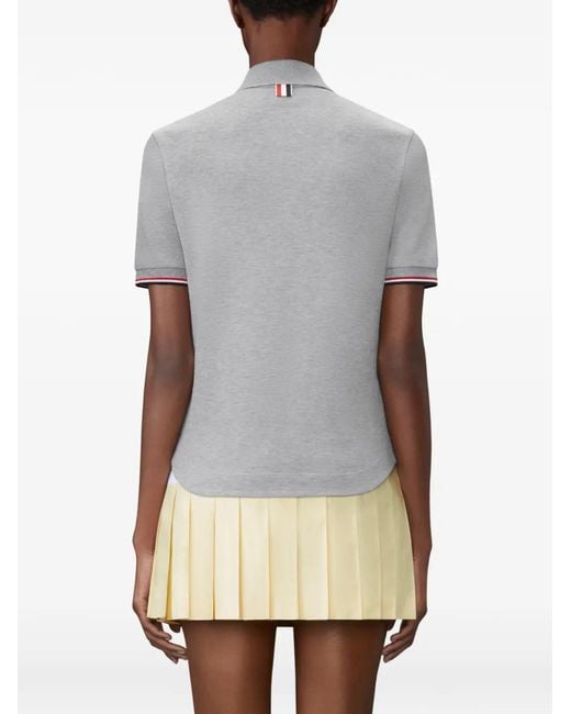 Thom Browne Gray Keyhole Piqué Polo Shirt