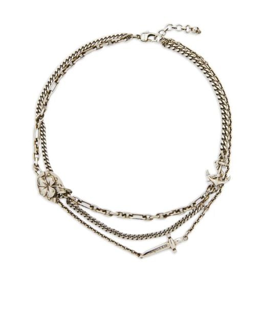 Alexander McQueen White Accumulation Chain Charm Necklace for men