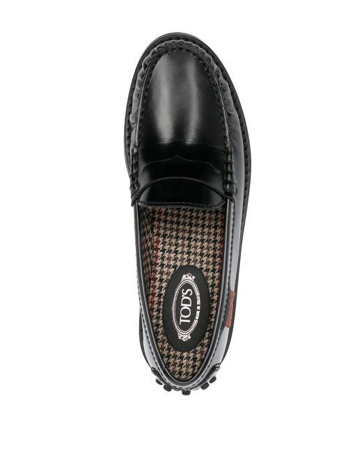 Tod's Black Penny-Slot Leather Loafers