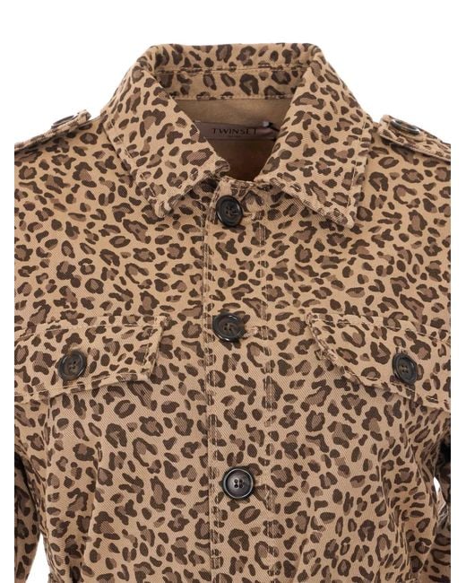 Twinset Brown Leopard-Pattern Jacket