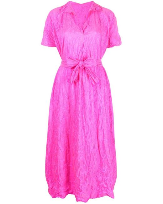 Daniela Gregis Pink Crinkle-effect Midi Dress