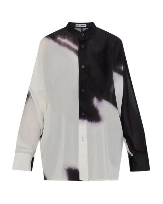 Issey Miyake White Shadow Study Abstract-Print Button-Up Shirt
