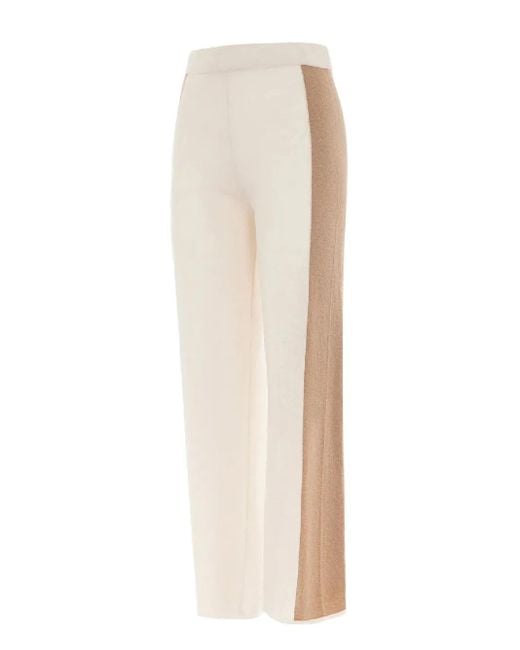 Akep White Side-Stripe Straight Trousers