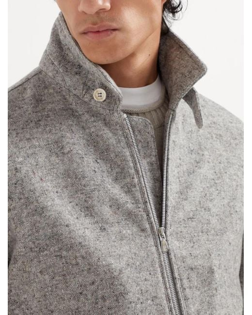 Brunello Cucinelli Gray Padded Bomber Jacket for men