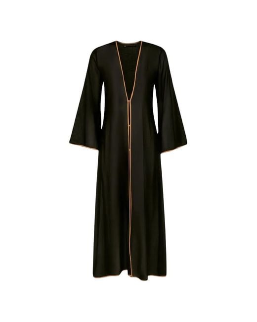 ViX Black Peony Bell-Sleeve Cotton Long Cover-Up