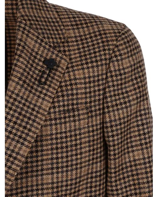 Lardini Brown Houndstooth Wool Jacket for men