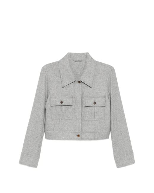 N.Peal Cashmere Gray Cashmere Cropped Jacket