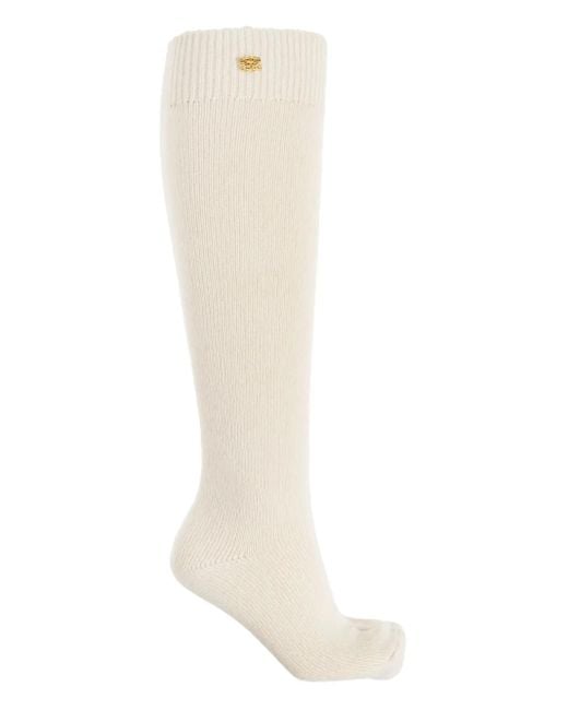 Ganni White Logo-Plaque Socks