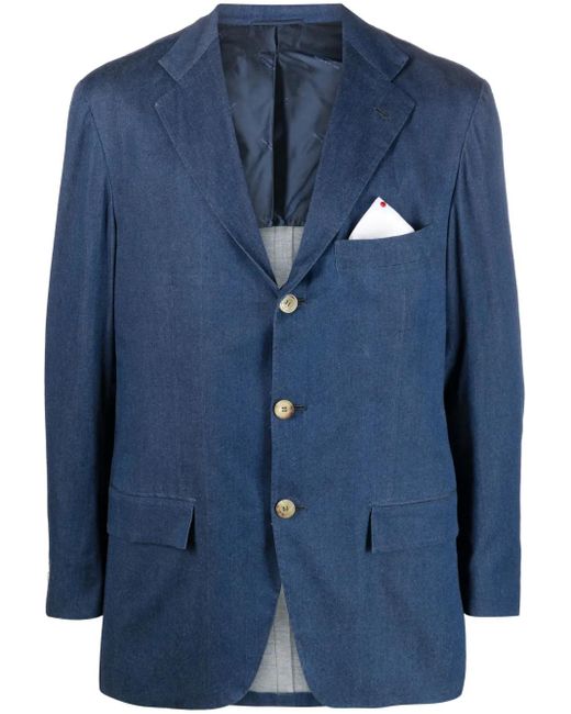 メンズ Kiton シングルジャケット Blue