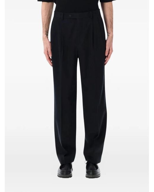 Auralee Black Two-Tack Pleated Trousers for men