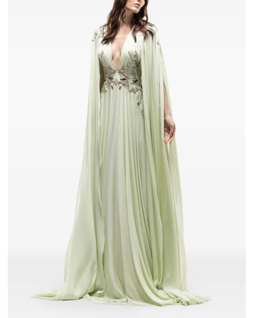 Saiid Kobeisy White Flowy Embroidered Maxi Dress