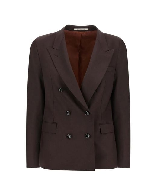 Tagliatore Brown Parigi Double-Breasted Peak-Lapels Blazer