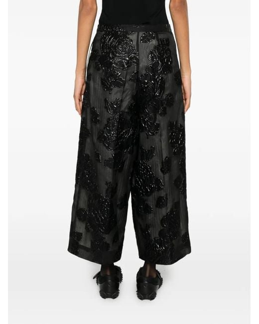 Psophia Gray Floral-Jacquard Wide-Leg Palazzo Pants