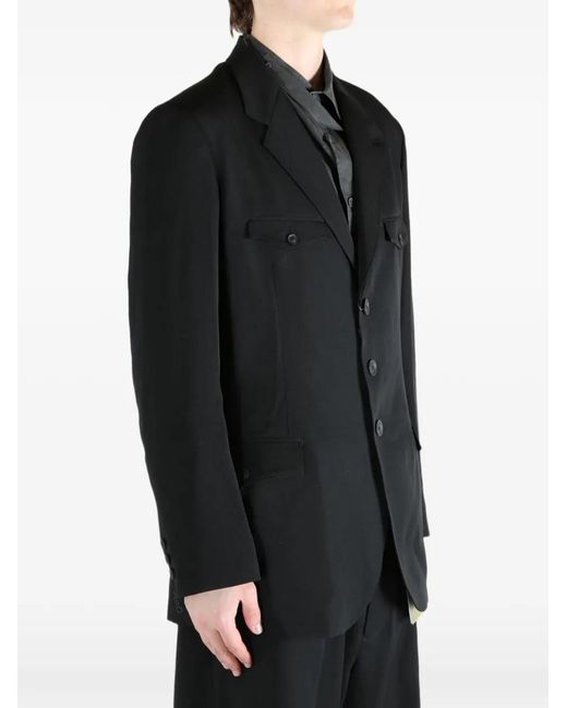 Yohji Yamamoto Black Buttoned Blazer for men