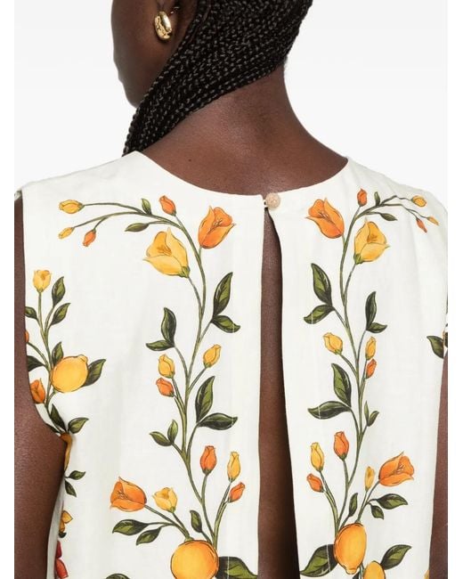 Farm Rio Metallic Printed Scalloped-Hem Blouse