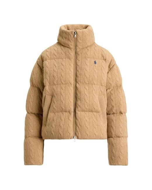 Polo Ralph Lauren Natural Cable-Knit Quilted Jacket