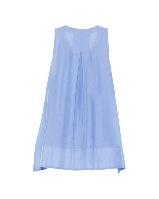 SOLOTRE Blue Ruffled-Trim Blouse