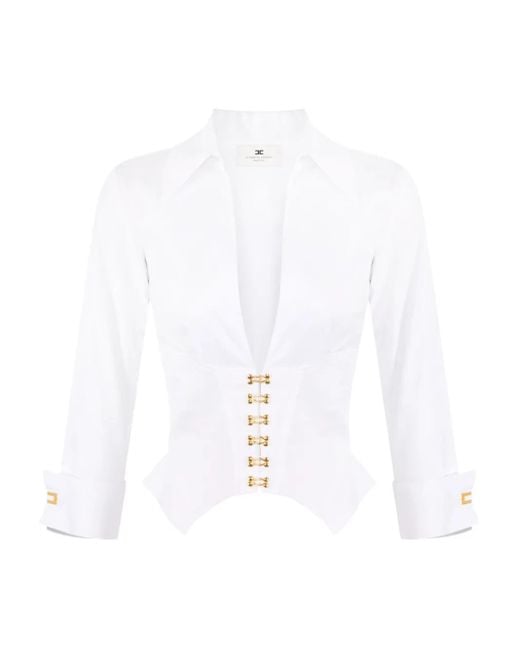 Camicia Con Scollo A V di Elisabetta Franchi in White