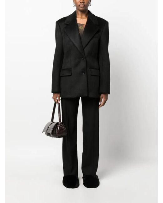 MSGM Black Single-Breasted Peak-Lapels Blazer