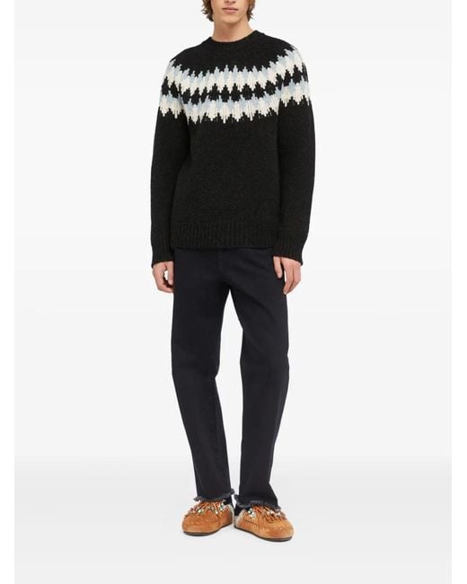 Alanui Black Fairisle Wool Sweater for men
