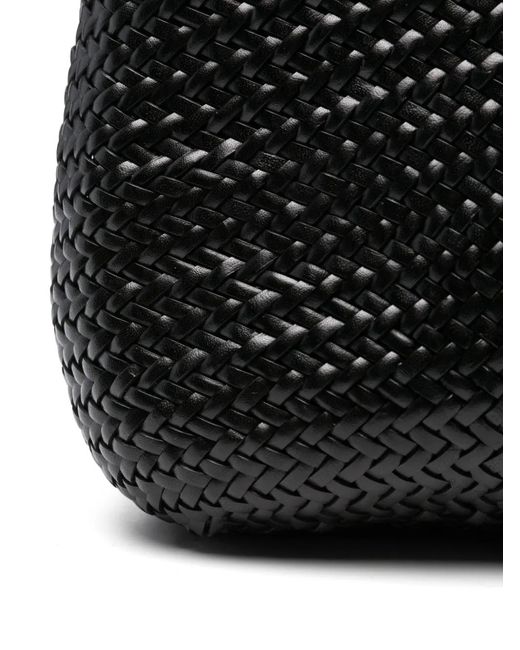 Dragon Diffusion Black Santa Marta Woven-Leather Shoulder Bag