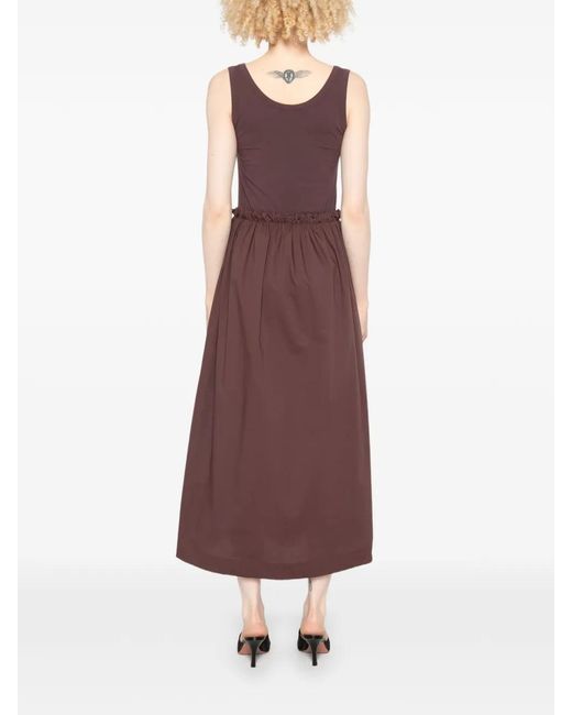 Alpha Studio Purple Ruffled Sleeveless Midi Dress