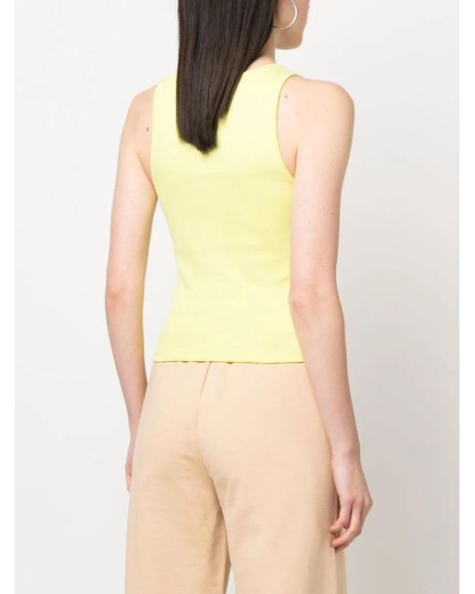 Gcds Yellow Logo-Print Cotton Tank Top