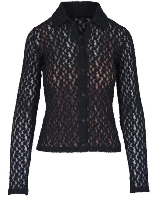 Vince Black Floral Smocked L/S Button Up