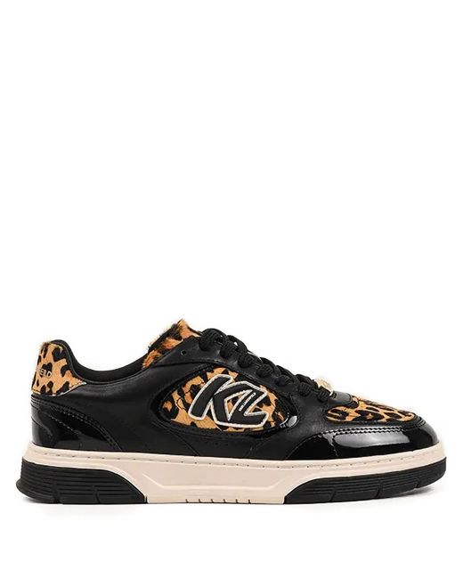 Karl Lagerfeld Black Logo Leopard-Print Sneakers