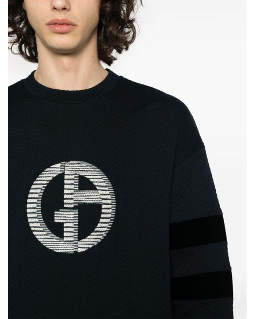 Giorgio Armani Matelassé-Sweatshirt mit Logo-Stickerei in Blue für Herren