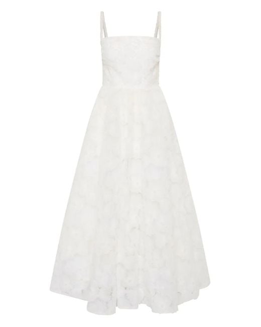 Rebecca Vallance White Deliah Floral-Embroidered Midi Dress