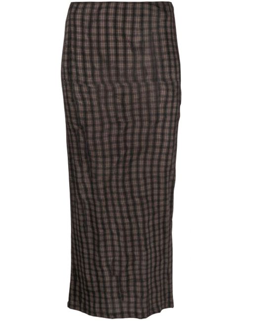Paloma Wool Black Raff Check-print Long Skirt