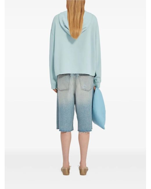 MM6 by Maison Margiela Blue Raw-Hem Hoodie