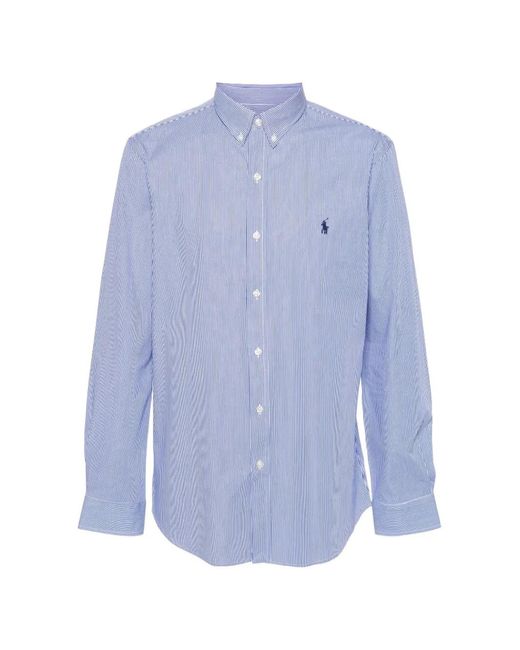 Polo Ralph Lauren Blue Polo Pony-Embroidered Striped Shirt for men