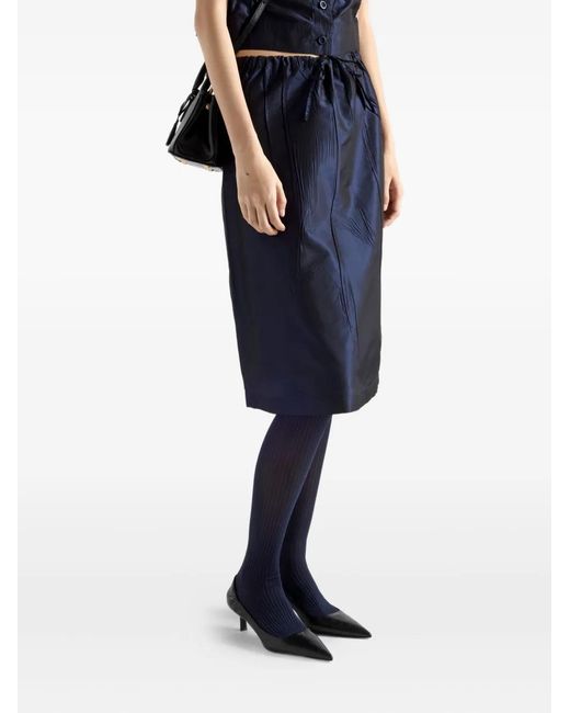 Prada Blue Jupe Crayon À Lien De Resserrage
