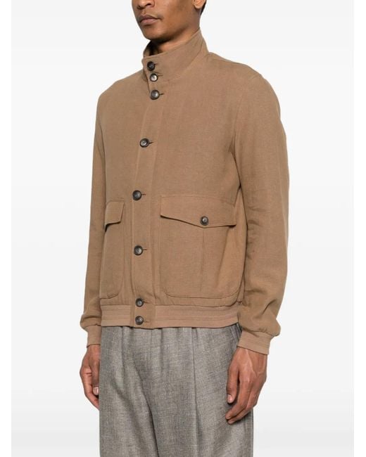 Herno Brown Flap-Pockets Bomber Jacket for men