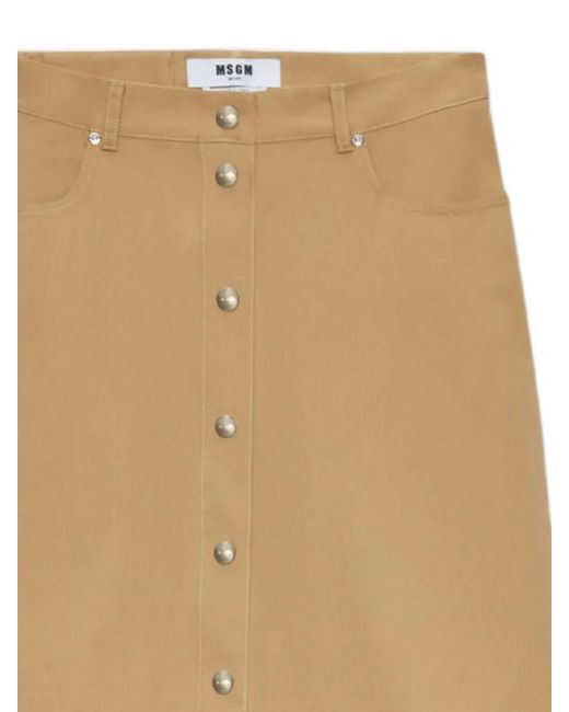 MSGM Natural Buttoned A-Line Skirt
