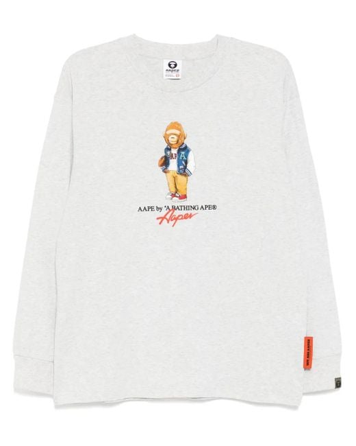 Aape By A Bathing Ape White Graphic-Print T-Shirt for men