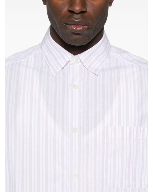 A.P.C. White Malo Striped Cotton Shirt for men