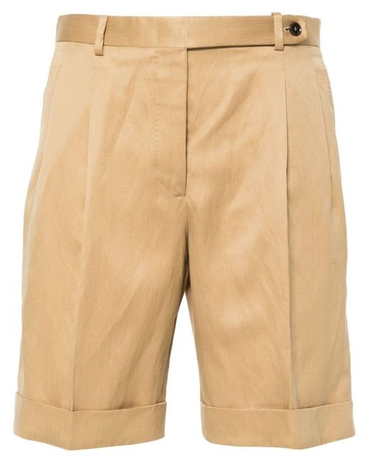 Brioni Natural Pleated Tailored Shorts