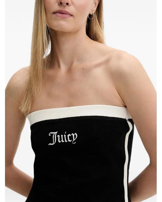 Juicy Couture Black Logo-Embroidered Strapless Blouse