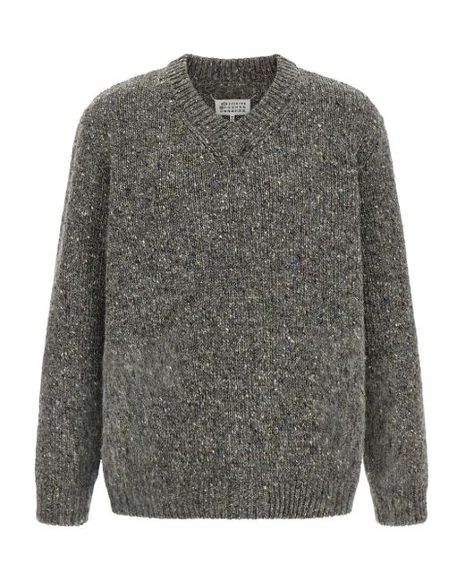 Maison Margiela V-Ausschnitt-Pullover mit überschnittenen Schultern in Gray für Herren